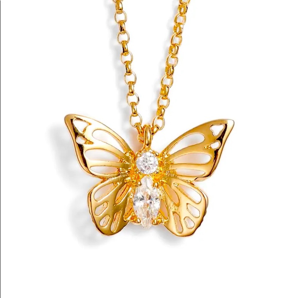 Social Butterfly Pendant Necklace